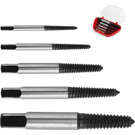 Screw Extractor, 5 Pieces Broken Screw Extractor Kit, Left Turn Bolt Extractor, Quenching Treatment, Screw Extractor for Damaged Screws and Pipes, M3-M18 (1/4)
