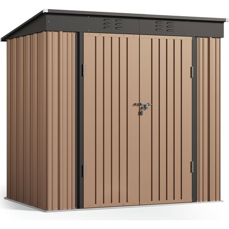 Bealife 2.3m² Gartenhaus verzinktem Stahl Schrägdach Braun (1/5)