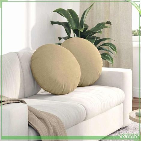 Coussins de siège - FAFEISY - 42014190 - Rond 50 cm - Lot de 2 - Velours côtelé vert gris (1/5)