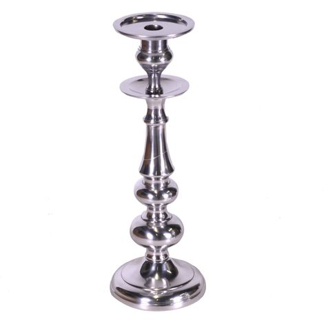 Portacandele in alluminio argento 1p cm Ø13xh37