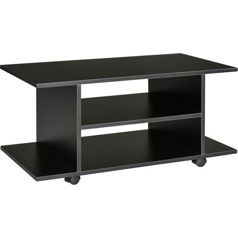 Meuble TV avec roulettes pivotantes, banc TV en bois avec étagères, support TV pour téléviseurs jusqu'à 42 pouces, style moderne, convient au salon, à la chambre et au bureau