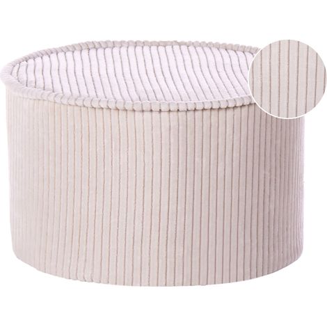 Puf de algodón redondo estructura de terciopelo pana acanalada funda extraíble lavable a máquina beige claro Zikria