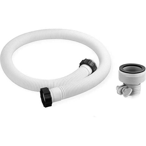 Set of 2 Replacement Pipes with 150 cm Long Couplings, Pool Pump Hose, White - Pool Filter Pump, 38mm Hose, Replacement for Outdoor Pool Pump (1 hose + 1 adapter)