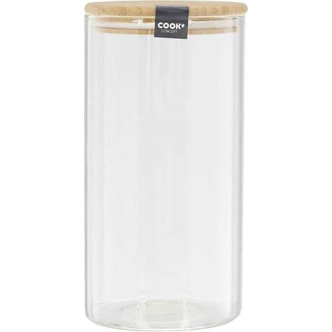 Bocal de Conservation 1,2L en Verre Couvercle Bambou (1/4)