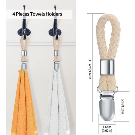 Lot de 4 pinces à serviette blanches, clips porte-torchons pour placards et salle bain (1/5)