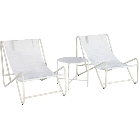 sweeek - Set aus 2 Liegesesseln mit rundem Tisch aus Stahl