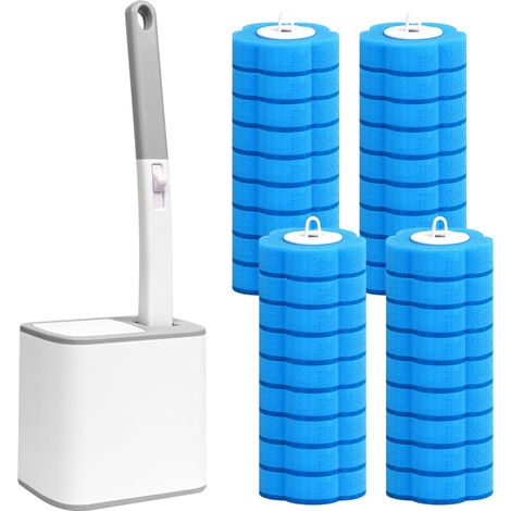 Kit de brosse WC jetable et recharges, système de nettoyage de toilettes jetable (1/4)