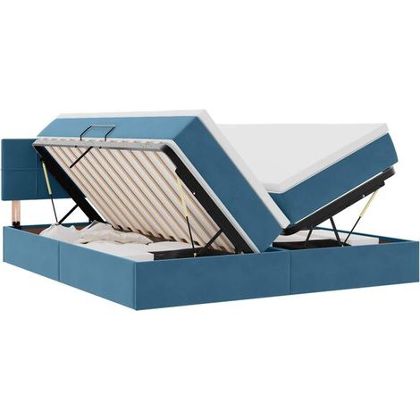 Lit coffre avec matelas, bleu foncé, 90 x 200 cm (1/5)