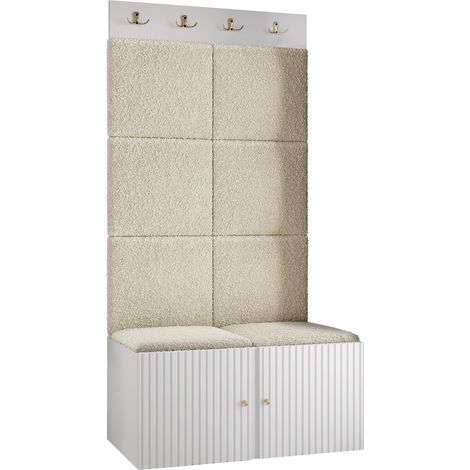 Conjunto para recibidor Hartford 383, Abriamo 3, 186x84x46cm, Tapiz, Aglomerado laminado, Colocada, Montada en la pared