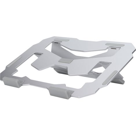Support de bureau argenté pour ordinateur portable, réglable et stable avec grande compatibilité (1/5)