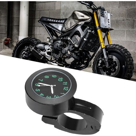 Montre de guidon moto universelle en métal, accessoire horloge pour barre de guidon, fixation poignée, noir, compatible moto (1/5)