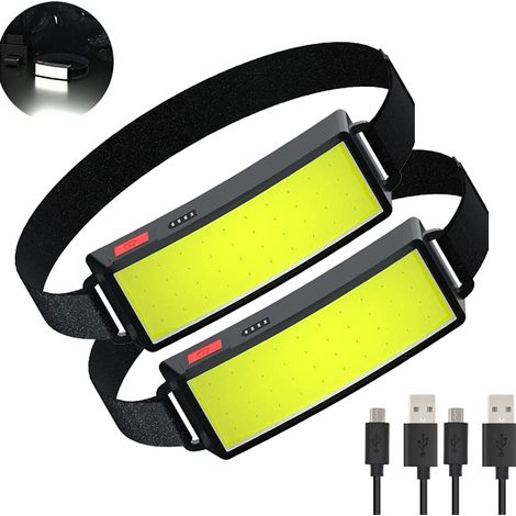 Lampe frontale COB type-c/USB Rechargeable, 600mha, lanterne étanche pour Camping et pêche en plein air, 2 pièces (1/5)