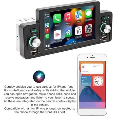 Bluetooth-Android-Autoradio mit 5-Zoll-Touchscreen, Autoradio, MP5-Player und MirrorLink/CarPlay-Unterstützung (1/4)