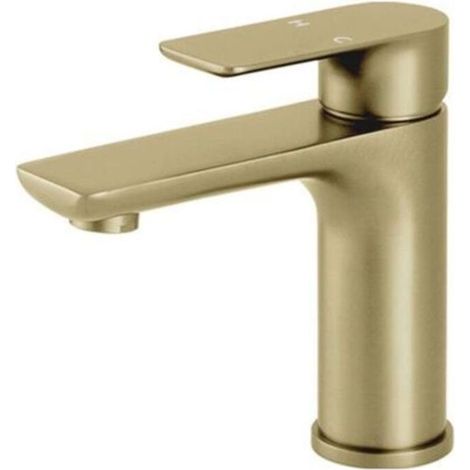 Robinet de salle de bain moderne, robinet d'évier au design élégant, cuisine, mitigeur en acier inoxydable, eau chaude et froide disponible, robinet en acier inoxydable doré- (1/5)