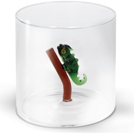 WD LifeStyle Bicchiere Vetro Borosilicato Cc 250 ml Decoro Geco
