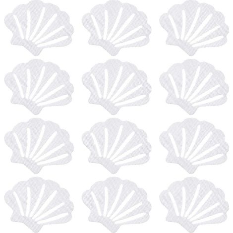 12 rutschfeste Badewannenaufkleber in Muschelform (weiß). (1/5)