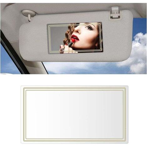 Miroir Décoratif Pare Soleil En Acier Inoxydable pour Pare Soleil Chambre Salle de Bain, Miroir de Courtoisie de Pare Soleil, Miroir Maquillage Voiture Cosmétique Décoratif(Rectangulaire) (1/4)