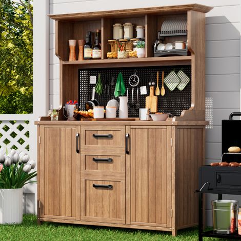 Gartenschrank/Geräteschuppen aus massivem Zedernholz mit Metallpaneelen und verstellbaren Regalböden, geeignet für Terrassen und Balkone