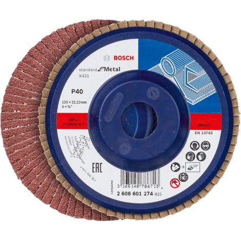 Bosch  Fächerschleifscheibe  X431  Standard  for  Metal  gerade  125  mm  40  Kunststoff  -  2608601274 (1/2)