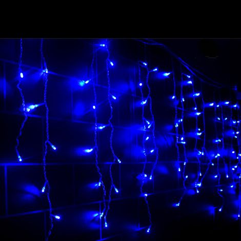[JAMAIS UTILISÉ]216 LED lampes guirlande de stalactites de Noël, 5 mètres, 8 modes, rideau de lumières féeriques pouvant être connectées, décoration de Noël pour extérieur, mariages et fêtes (bleu) (1/5)