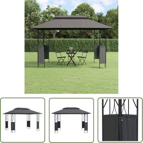 The Living Store Belvédère avec toit anthracite 400x300x270 cm acier - Belvédère De Jardin - Abri De Jardin - Tonnelle De Jardin - Gazebo - Structure Extérieure (1/5)