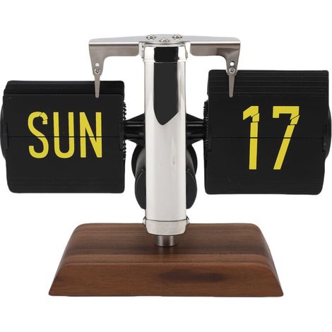 Jeffergarden Horloge de bureau à rabat automatique, affichage de 12 heures, Style rétro, grand nombre, décor de Table numérique pour la maison, l'école, l'hôtel, le café, en acier inoxydable (1/5)