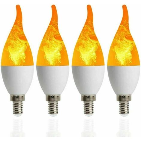 Ampoule LED E14 effet flamme 3W décorative à lumière vacillante avec 3 modes d'éclairage, intensité variable, style vintage