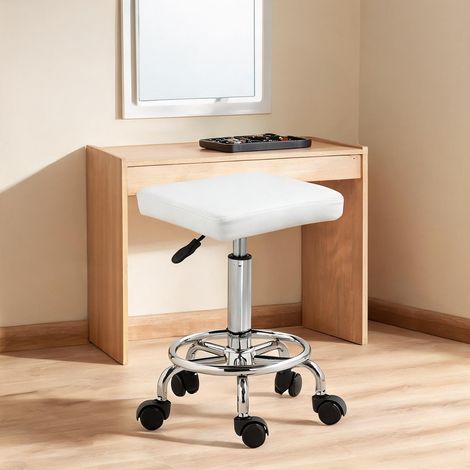 Tabouret branco en couro PU 34 x 34 x 66 cm (1/5)
