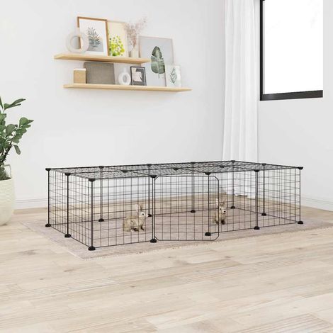 Jaula para mascotas de 20 paneles puerta acero negro 35x35 cm vidaXL