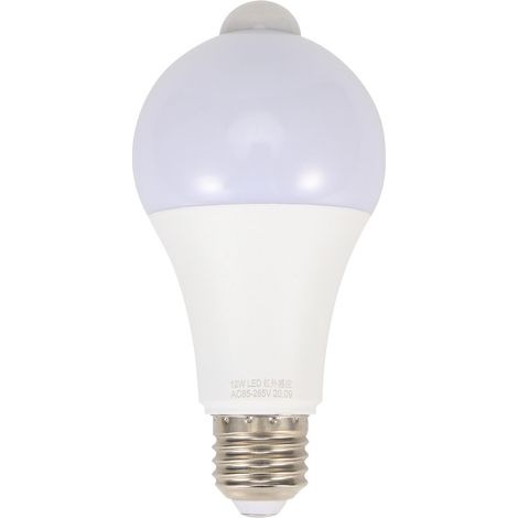 Ampoule E27 infrarouge à détection de mouvement pour couloir, balcon, entrepôt, 85-265V, 12W (1/5)