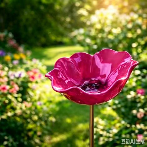 Mangeoires d'extérieur et abreuvoirs à enfoncer dans le sol, rose