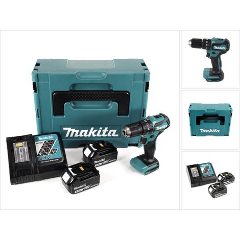 Makita DHP 483 RFJ Trapano avvitatore a percussione brushless a batteria 18 V in valigetta MAKPAC + 2x Batterie 3,0 Ah + Caricatore rapido