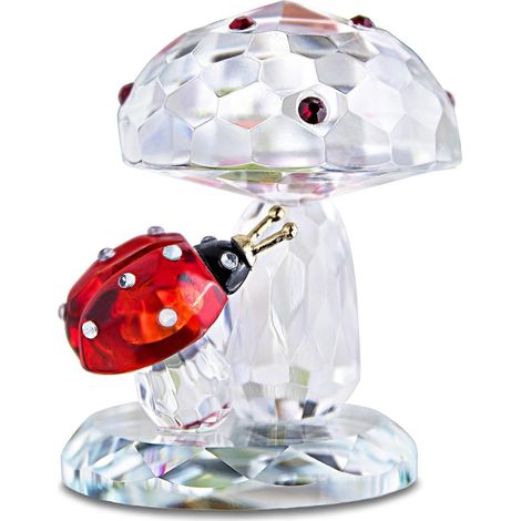 Coccinelle en cristal sur champignon, presse-papier en verre de collection, ornement de décoration pour la maison ou la table (1/5)