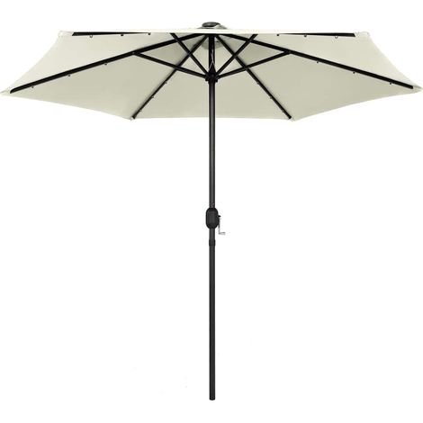 Ombrellone  Parasole con Luci a LED e Palo Alluminio 270 cm Bianco Sabbia (1/5)