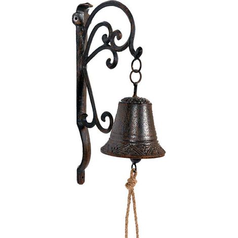Cloche de porte fonte pour maison ou jardin 15x10x32cm