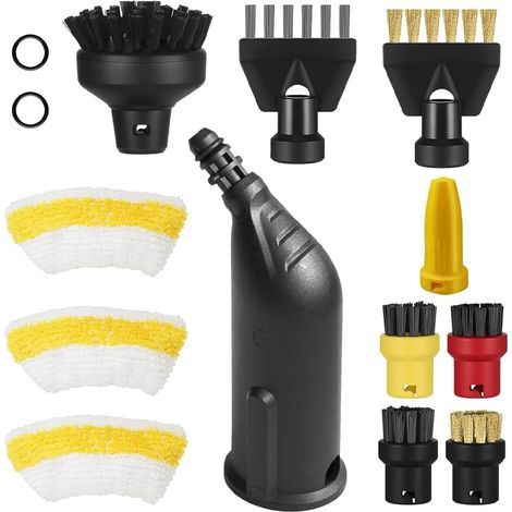Lot de 14 accessoires pour nettoyeur vapeur Kärcher SC5 SC3 SC1 SC4 SC2 Accessoires pour nettoyeur vapeur Kärcher SC1 SC3 SC5 SC4 SC2 avec buse allongée, brosse ronde, suceur plat, chiffon en