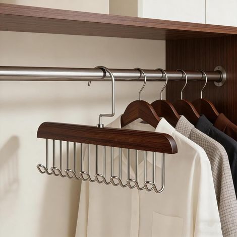 Percha multifuncional para ropa y sujetadores organizador de armario con 8 ganchos diseño giratorio de 360° ahorra espacio al guardar sombreros, cinturones y bolsos. (1/5)