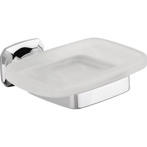 Sapho Aida - Porte-savon avec support, verre dépoli/chrome AI002 (1/2)