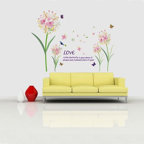 Sticker mural floral rose pour chambre, armoire, papier peint à motifs. (1/4)