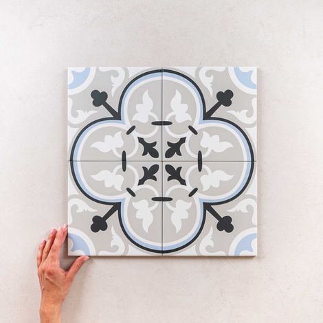 Carrelage effet carreaux de ciment 20x20 cm – Grès cérame mat – Épaisseur 8-10 mm – Pour murs et sols intérieurs/extérieurs (1/6)