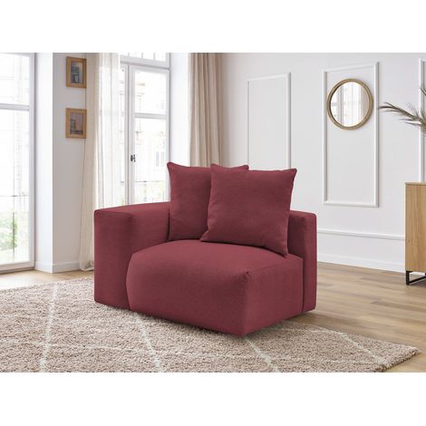BOBOCHIC - Chauffeuse 1 place avec accoudoir pour canapé modulable VOLTAIRE tissu chiné Angle gauche Rouge (1/5)