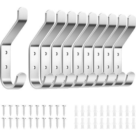 Garderobenhaken Wandhaken Kleiderhaken Gebürstetes Silber 10 Stück (1/5)
