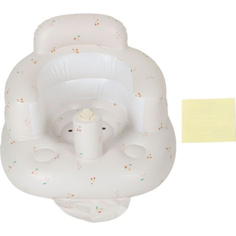 Siège gonflable pour bébé avec pompe à air, dossier portable, sûr, doux et mignon, support pour s'asseoir, châssis moyen, motif cerise (1/5)