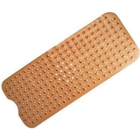 Tapis de bain antidérapant, tapis de douche extra long antidérapant, lavable en machine, 101 x 40 cm, marron transparent (1/5)