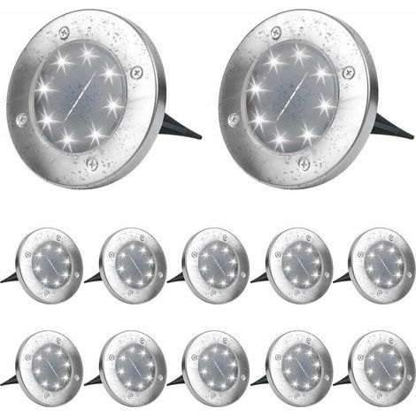 Lampe solaire extérieure froide (6000 K), 12 pièces, étanche IP65, encastrable dans le sol, idéale pour allées, jardins, terrasses, pelouses et cours (1/4)