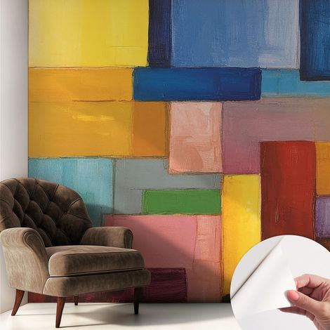Fotomurale adesivo - parete decorativa - decorazione casa - stile moderno parete - Rettangoli colorati 250x250 cm (1/5)