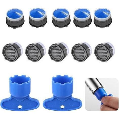Aérateur de robinet M18.5 (paquet de 10), plastique avec clés, économie d'eau pour cuisine et salle de bain.