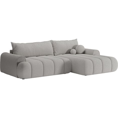 Selsey DANDELINO - Canapé d'angle convertible - en bouclette gris clair avec revêtement - côté droit (1/5)