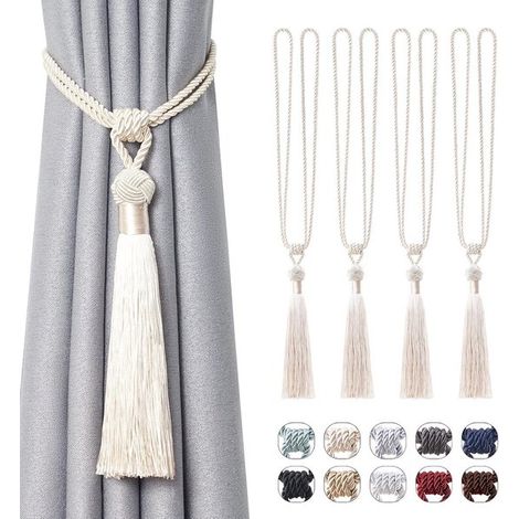 Set di 4 nappe per tende fatte a mano con cordino, ideali per drappeggi decorativi. (1/5)