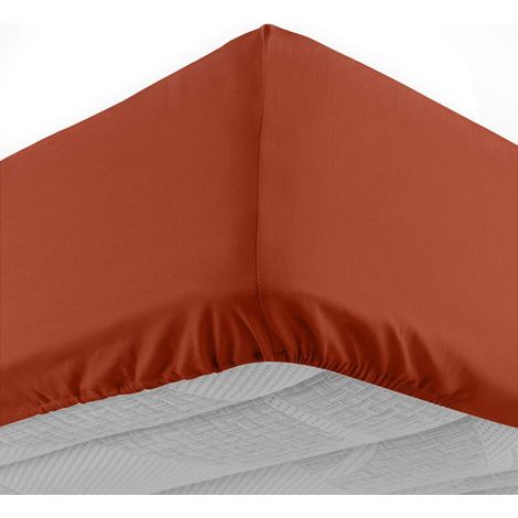 Drap housse 180x200 cm - Bonnet 30 cm - 100% coton - Terracotta